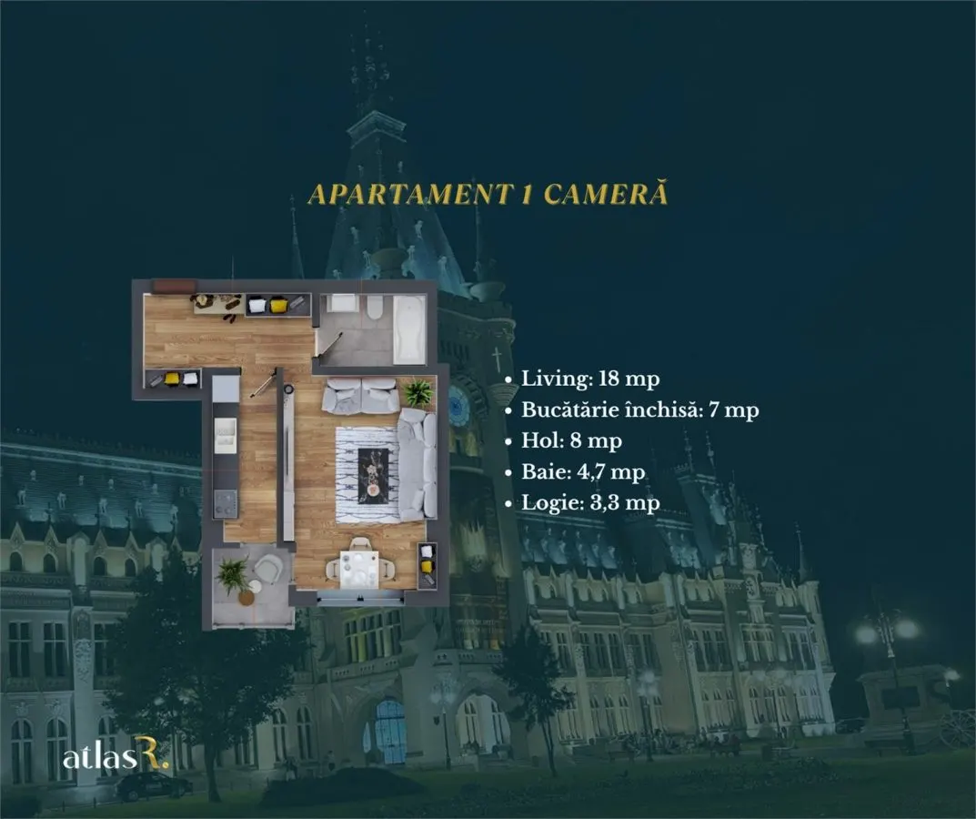 Apartament 1 camera | 41 mp | Dacia/Pacurari | Comision 0 - foto 9