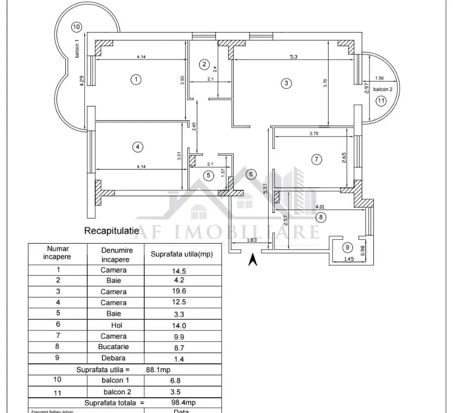 Apartament 4 camere 99mp etaj intermediar - foto 2