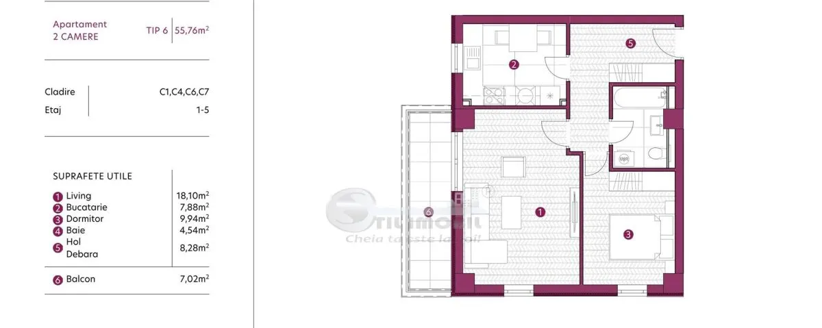 Apartament primitor 2 camere â€“ 55.76 mp de confort COMISION 0% - foto 2