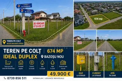 Teren pe colt 674 mp  Bazosu Nou Posibilitate Duplex - Bazosu Nou