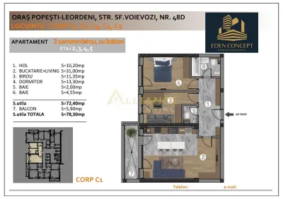 NOU Apartament 2 camere Popesti Leordeni - foto 9
