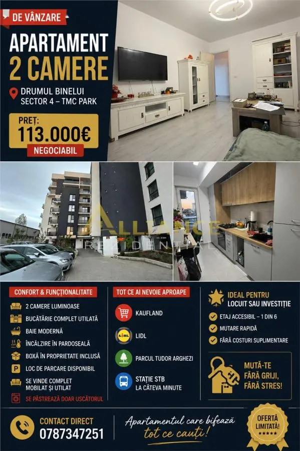 Apartament 2 camere || TMC PARK || Mobilat-Utilat || Mutare Imediata - foto 1
