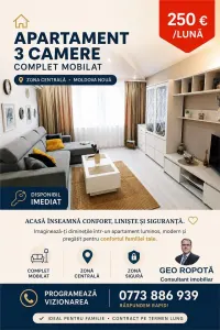 Apartament 3 cam. zona centrala in Moldova Noua - Moldova Noua