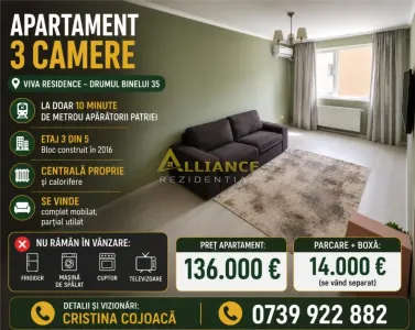 Sector 4 Viva Residence Apartament 3 camere Mobilat - Bucuresti