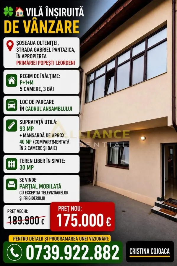 Vila insiruita P+1+M 5 camere 3 bai Primarie Popesti Leordeni - foto 1