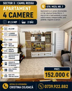 Sector 3 Apartament 4 camere 2 bai 81,5 mp - Bucuresti